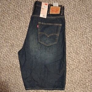 Mens Size 40 Levi's Dark Blue Denim Shorts with Signature Back Pocket